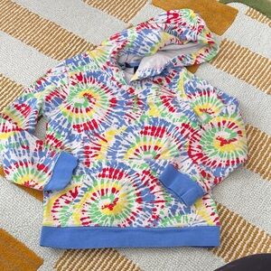 Lands end tie dye hoodie sweatshirt unisex kids size 8
